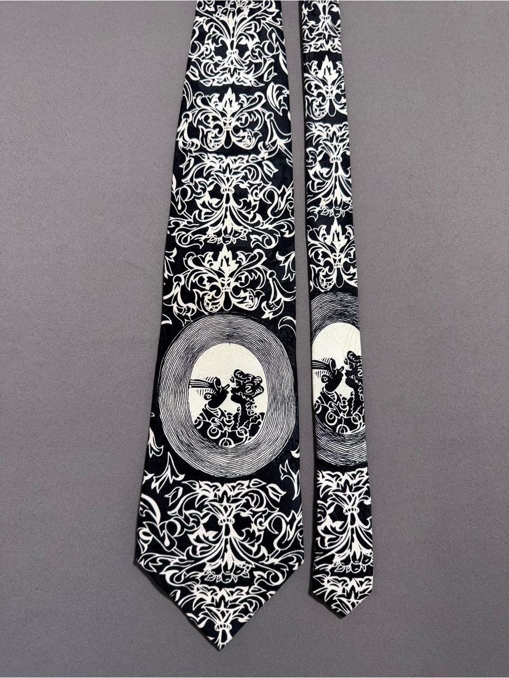 Vintage 1993 Blondie Comic Strip Silk Tie | Black & White Pop Culture Dagwood